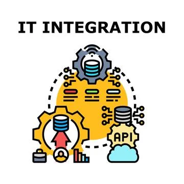 Information technology integration with data management systems Ilustração Stock