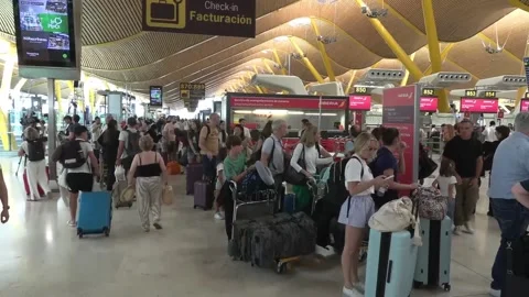 Information technology issue behind long passport control queues at T4 has been  Stock-Footage 312345062