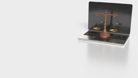Information Technology Law and Digital Justice Concept 3d render. Illustrazione stock