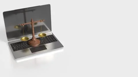 Information Technology Law and Digital Justice Concept 3d render. Illustrazione stock