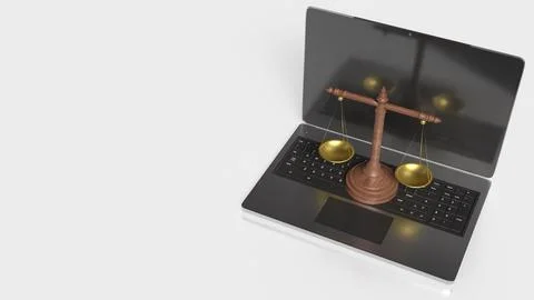 Information Technology Law and Digital Justice Concept 3d render. Stock Illustration
