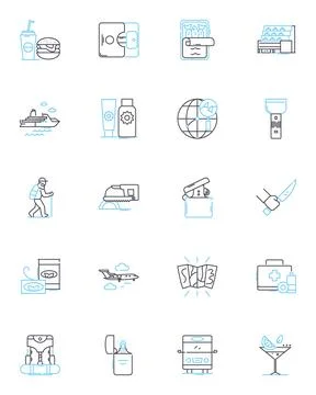 Information technology linear icons set. Coding, Encryption, Cybersecurity Stock Illustration