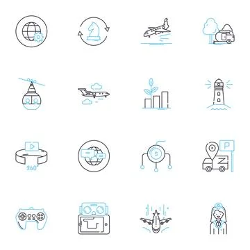 Information technology linear icons set. Innovation, Encryption, Security, Big Stock Illustration