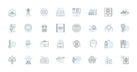 Information technology linear icons set. Innovation, Encryption, Security, Big Stock Illustration