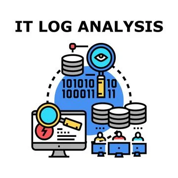 Information technology log data analyzing process 库存插图