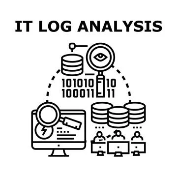 Information technology log data analyzing process Stock Illustration