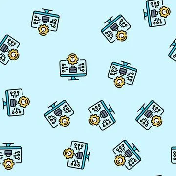 Information technology management business vector seamless pattern Stock Illustration