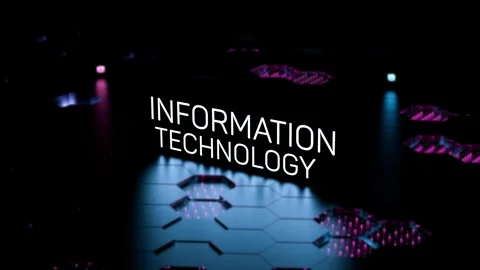 Information technology neon text, luminous word,IT,animation.3d render Stock Footage 294801878