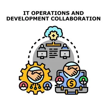Information technology operations and development collaboration concept Stock Illustration