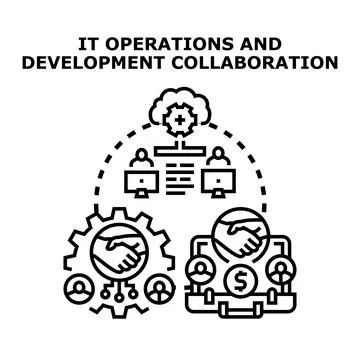 Information technology operations and development collaboration concept Stock Illustration