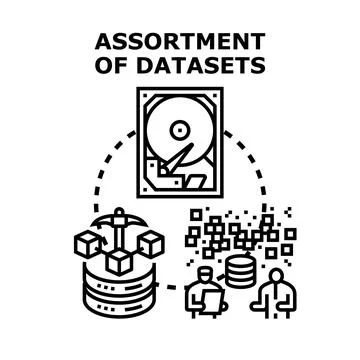 Information technology professionals analyzing data datasets collection Stock Illustration