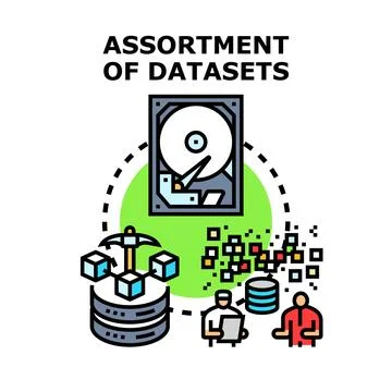 Information technology professionals analyzing data datasets collection Stock Illustration