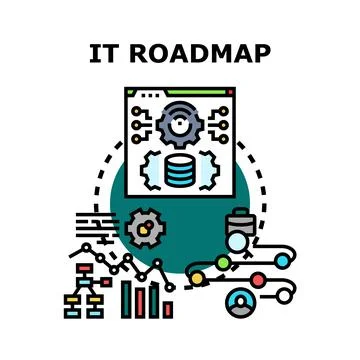 Information technology roadmap data planning process concept イラスト素材