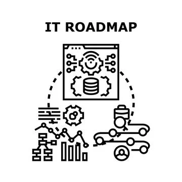 Information technology roadmap data planning process concept イラスト素材