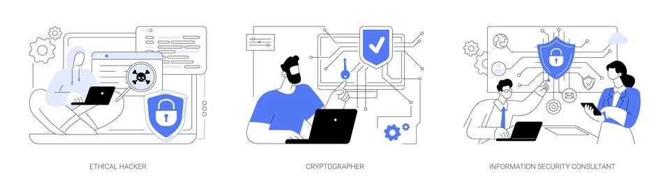 Information technology security abstract concept vector illustrations. Stock Illustration