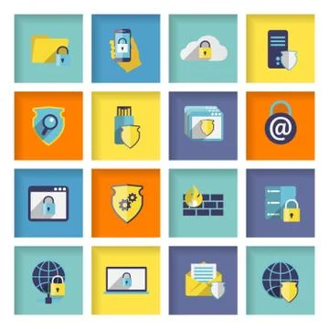 Information technology security icons set Illustrazione stock