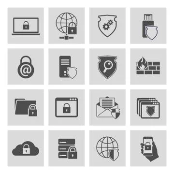 Information technology security icons set Illustrazione stock