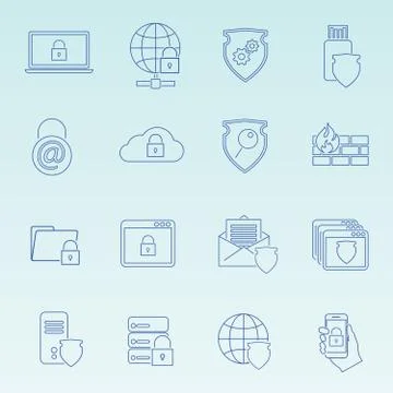 Information technology security icons set 스톡 일러스트