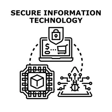 Information technology security protecting digital data concept イラスト素材