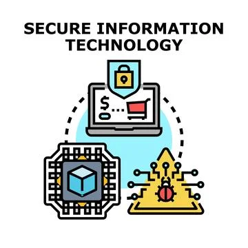 Information technology security protecting digital data concept Stock Illustration