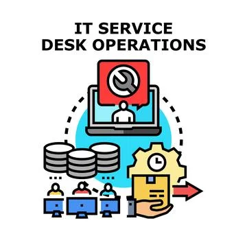 Information technology service desk operations concept illustration イラスト素材