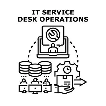 Information technology service desk operations concept illustration Stock Illustration
