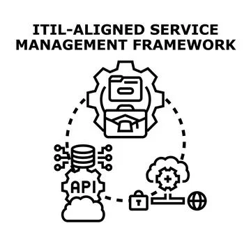 Information technology service management framework concept Stock Illustration