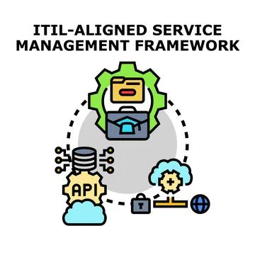 Information technology service management framework concept Stock Illustration
