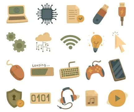 Information technology set in scandinavian style Stock Illustration