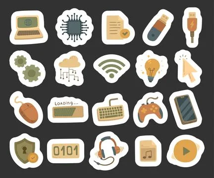 Information technology set in scandinavian style Stock Illustration