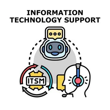 Information technology support systems integrating automation and human servi Stock Illustration