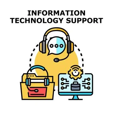 Information technology support team providing online assistance Illustrazione stock