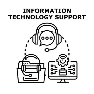 Information technology support team providing online assistance Stock Illustration