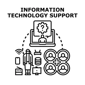 Information technology support team solving digital problems Stock Illustration