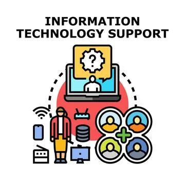 Information technology support team solving digital problems Stock Illustration