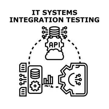 Information technology system integration testing process diagram Stock Illustration