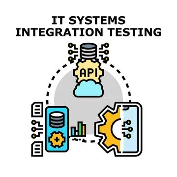 Information technology system integration testing process diagram Stock Illustration