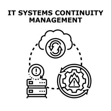 Information technology systems continuity management concept Stock Illustration
