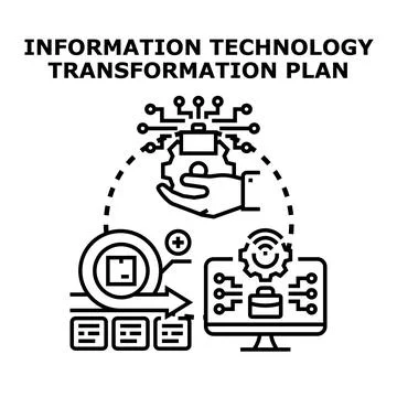 Information technology transformation planning digital business process Stock Illustration