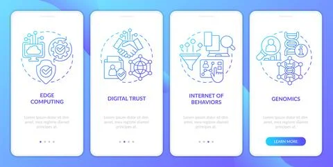 Information technology trends blue gradient onboarding mobile app screen Stock Illustration