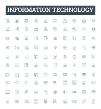 Information technology vector line icons set. IT, Computers, Software 스톡 일러스트