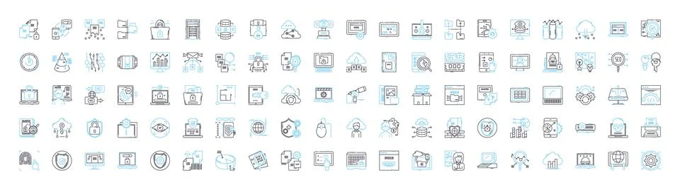 Information technology vector line icons set. IT, Computers, Software 库存插图