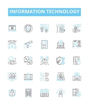 Information technology vector line icons set. IT, Computers, Software Stock Illustration