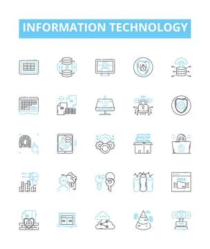 Information technology vector line icons set. IT, Computers, Software Stock Illustration