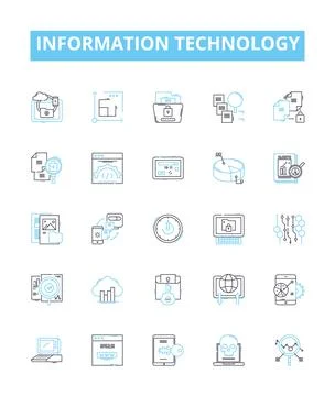 Information technology vector line icons set. IT, Computers, Software Stock Illustration