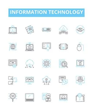 Information technology vector line icons set. IT, Computers, Software Stock Illustration