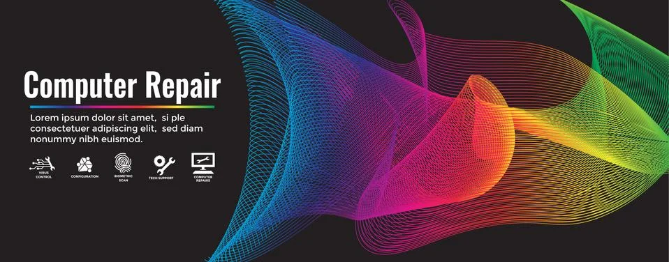 Information technology Web Header Banner with Wrench, Computer Repairman, com Stock Illustration