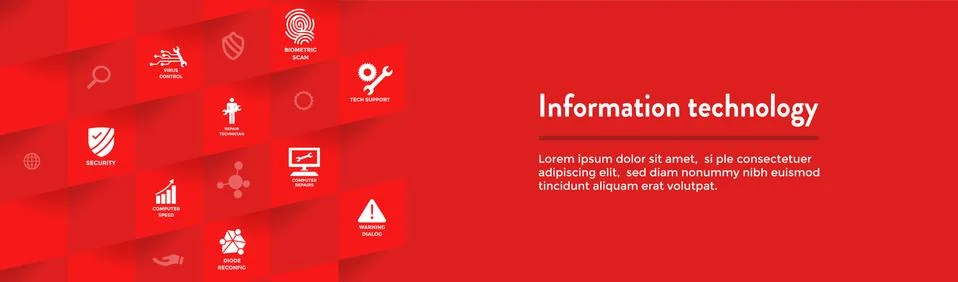 Information technology Web Header Banner with Wrench, Computer Repairman, com Illustrazione stock