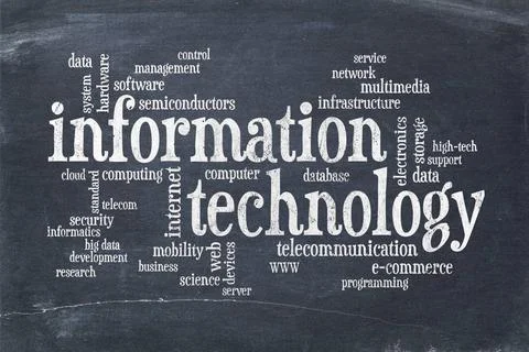  information technology word cloud information technology word cloud on vi... Foto stock