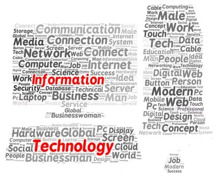 Information technology word cloud shape Stock Illustration